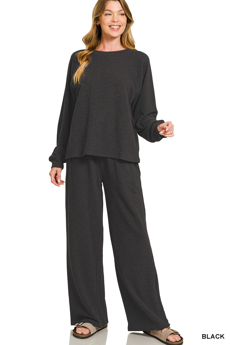Back To Casual Heather Black Relaxed Fit Pants - Catching Fireflies Boutique