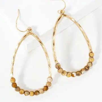 Brown Semi-Precious Natural Stone Beaded Dangle Earrings - Catching Fireflies Boutique