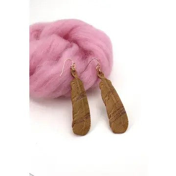 Genuine Leather Boho Brown Feather Earrings