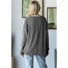 Dropping Hints Plus Charcoal Ribbed Partial Button Top - Catching Fireflies Boutique