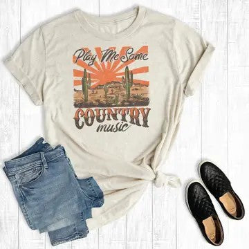 Play Me Some Country Music Graphic Tee - Catching Fireflies Boutique