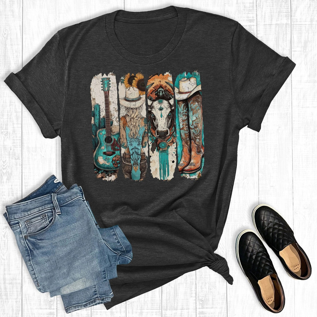 Western Turquoise Cowgirl Graphic Tee - Catching Fireflies Boutique