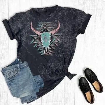 Cow Skull Western Graphic Tee - Catching Fireflies Boutique