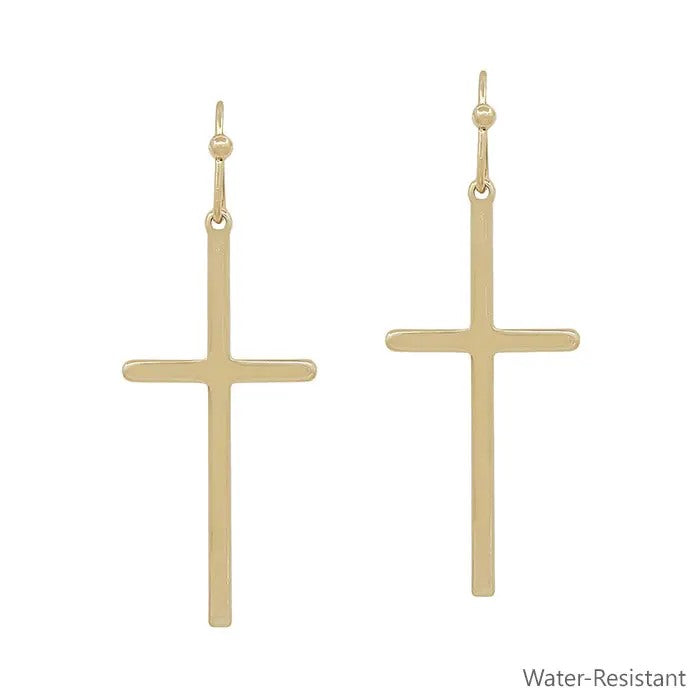 Gold Cross Drop Earrings