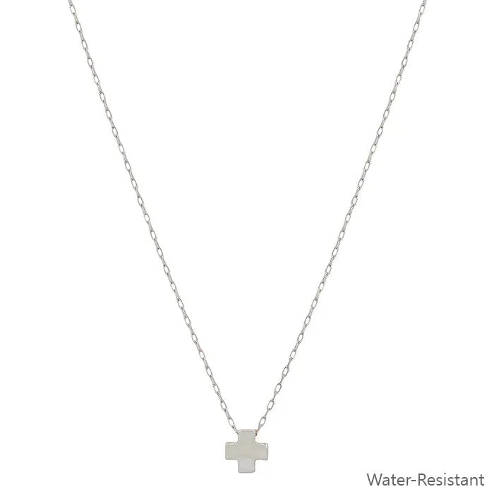 Silver Cross Shape Charm Necklace