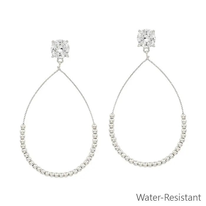 Crystal Stud And Silver Bead Teardrop Earrings