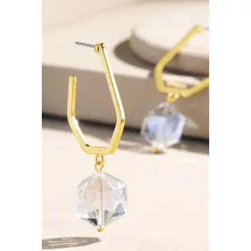 Teardrop Gold With Faux Crystal Stone Earrings - Catching Fireflies Boutique