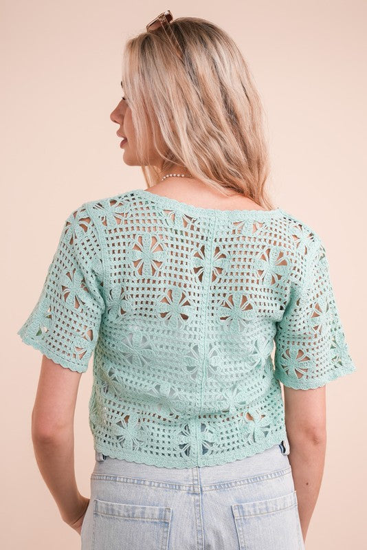 Its Your Day Mint Crochet Crop Top - Catching Fireflies Boutique