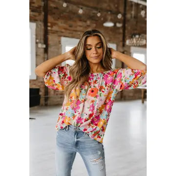 The Finest Touch Red Floral Print Blouse