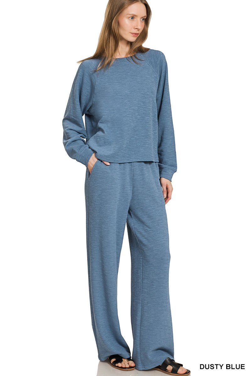 *Back To Casual Dusty Blue Relaxed Fit Top