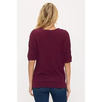 Cool Days Ahead Deep Plum Button Sleeve Top - Catching Fireflies Boutique