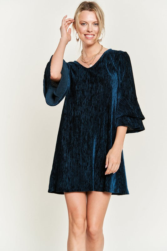 @Soft As Silk Teal Velvet Mini Dress