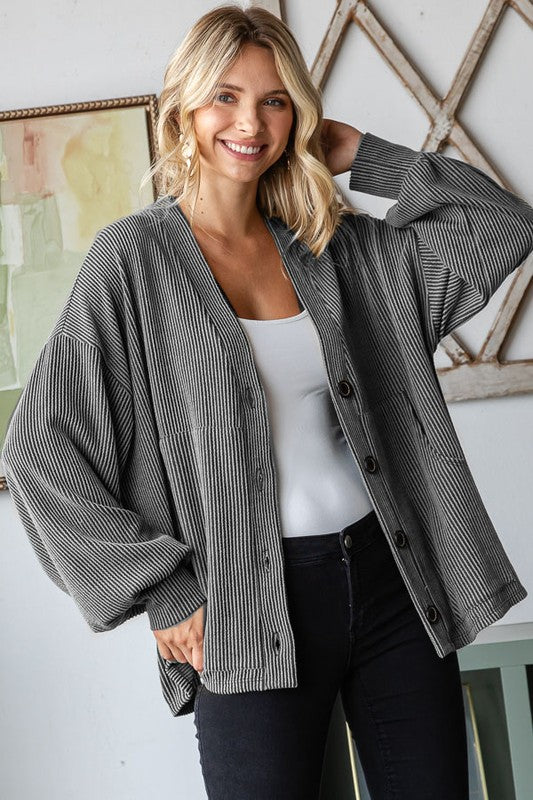 @Calming Affects Charcoal Textured Cardigan