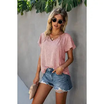 @Fly Away With Me Pink Flutter Sleeve Top