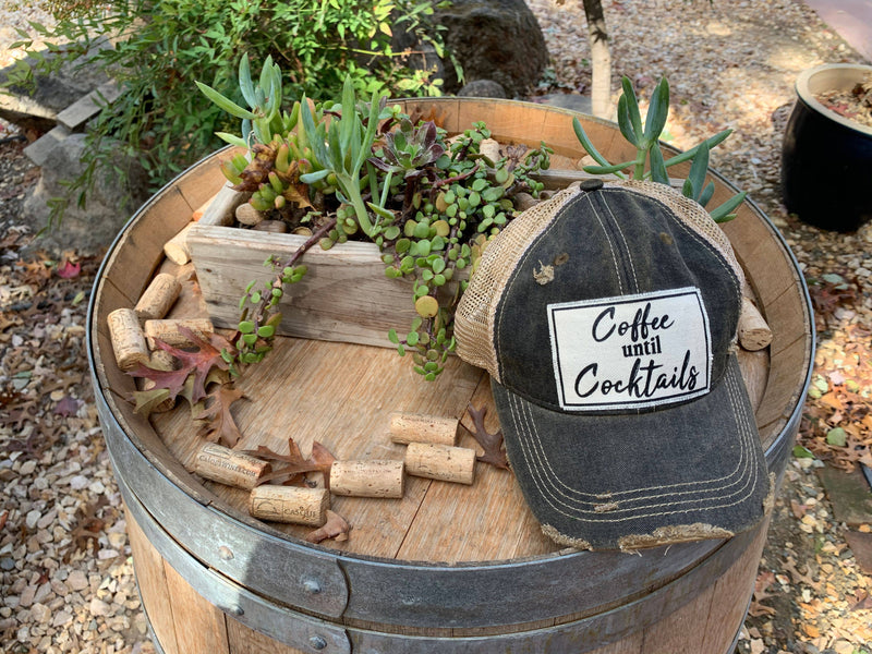Coffee Until Cocktails Distressed Trucker Hat Baseball Cap - Catching Fireflies Boutique