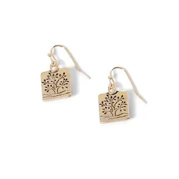 Gold Square Family Tree Earrings