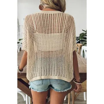 / Hide And Seek Fishnet Short Sleeve Sweater Tee