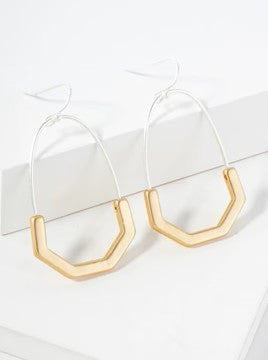 Geometric Worn Silver And Matte Gold Lightweight Earrings - Catching Fireflies Boutique