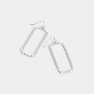 Dainty Rectangle With Glass Bead Dangle Earrings