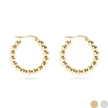 18K Gold Stainless Circle Ball Hoop Earrings - Catching Fireflies Boutique