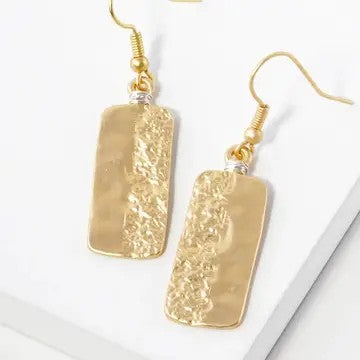 Gold Wire Wrapped Rectangle Dangle Earrings - Catching Fireflies Boutique