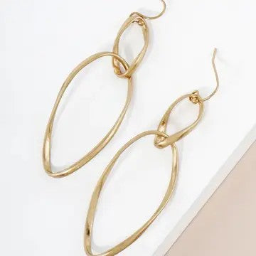 Worn Gold Twisted Brass Linear Drop Earrings - Catching Fireflies Boutique