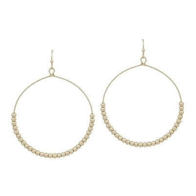 / Beaded Gold Circle Hoop Earrings