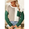 / Pumpkin And Spice Color Block Green Patch Pocket Sweater