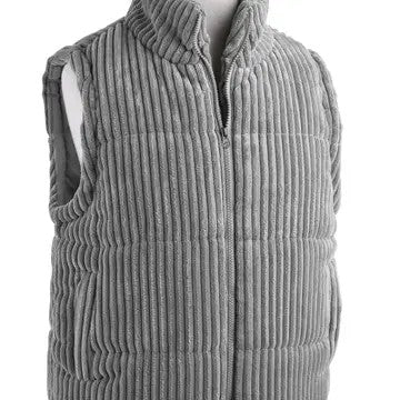 Seasonal Favorite Grey Corduroy Puffer Vest - Catching Fireflies Boutique