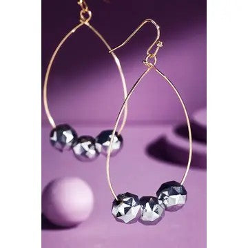 Teardrop Hematite Bead Dangle Earrings - Catching Fireflies Boutique