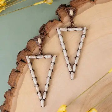 Triangle Ivory And Copper Earrings - Catching Fireflies Boutique