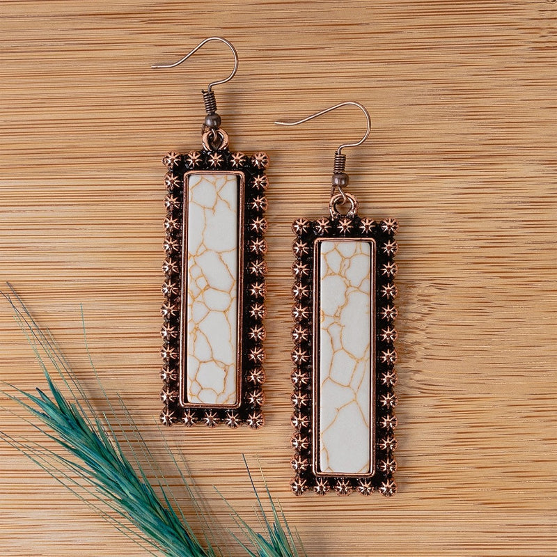 Ivory And Copper Bar Earrings - Catching Fireflies Boutique