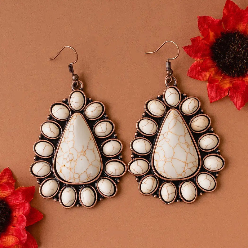 Ivory And Copper Squash Blossom Earrings - Catching Fireflies Boutique
