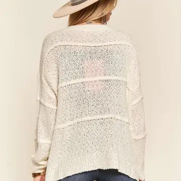 A Step At A Time Ivory Patch Detail Sweater Top