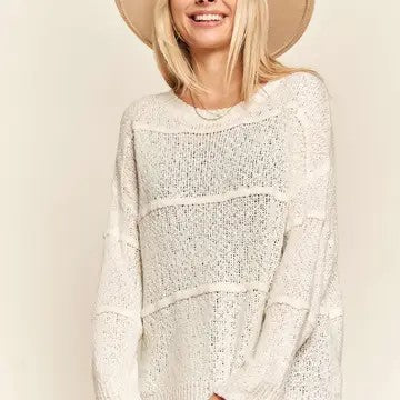 A Step At A Time Ivory Patch Detail Sweater Top