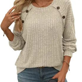 / Laid Back Elegance Plus Taupe Crew Neck Sweater