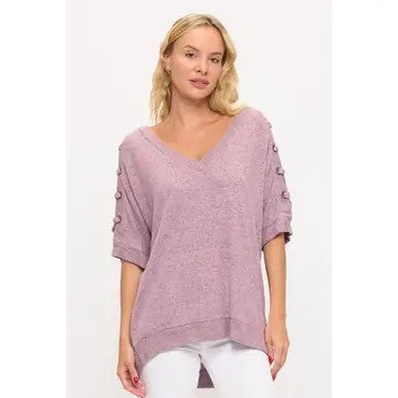 Breathable Comfort Lilac Grommet Sleeve Top - Catching Fireflies Boutique