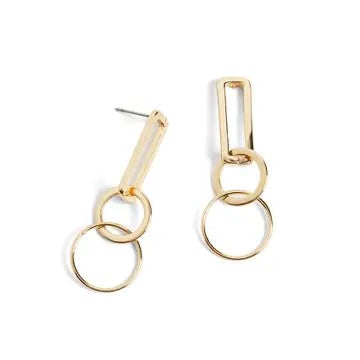 Linked Gold Hoop Dangle Earrings