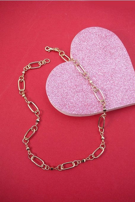 Oval Handmade Link Chain Necklace