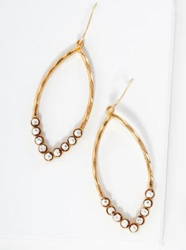 Marquise Hammered Gold And Silver Beaded Earrings - Catching Fireflies Boutique