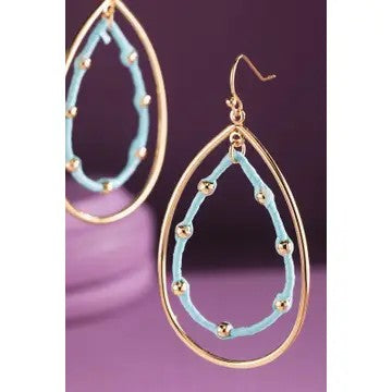 Teardrop Raffia Wrapped Mint Gold Earrings - Catching Fireflies Boutique