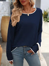 Around The Neighborhood Navy Crew Neck Knit Sweater