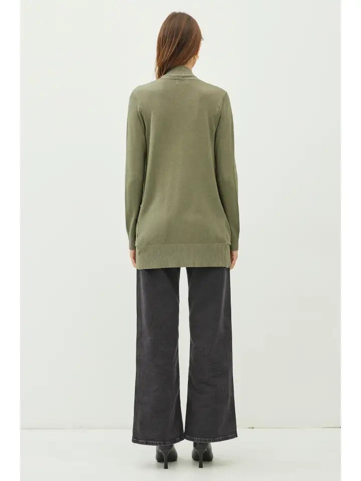 Moments That Matter Olive Ribbed Cuff Cardigan