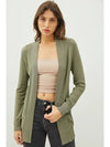 Moments That Matter Olive Ribbed Cuff Cardigan