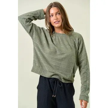 Lounge In Style Olive Oversized Asymmetrical Sweater - Catching Fireflies Boutique