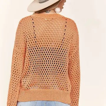 A Charmed Life Orange Fishnet Crochet Top