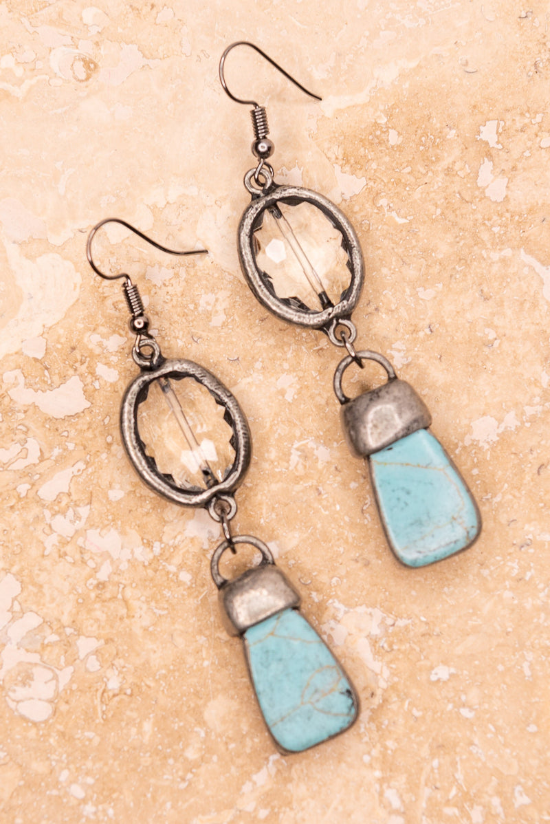 / Pewter Turquoise Earrings - Catching Fireflies Boutique
