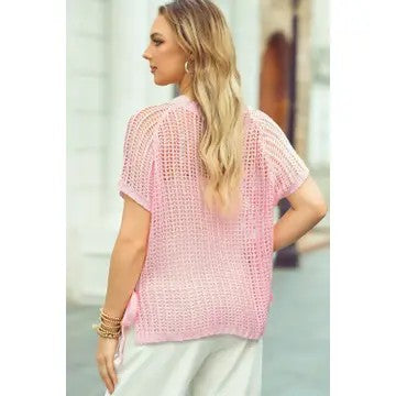 Not Your Ordinary Pink Hollow Out Sweater Top - Catching Fireflies Boutique