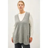 @Go To Extremes Plus Heather Grey Oversize V Neck Sweater Vest