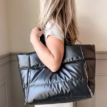 Black Wet/Dry Puffer Weekender Tote Bag